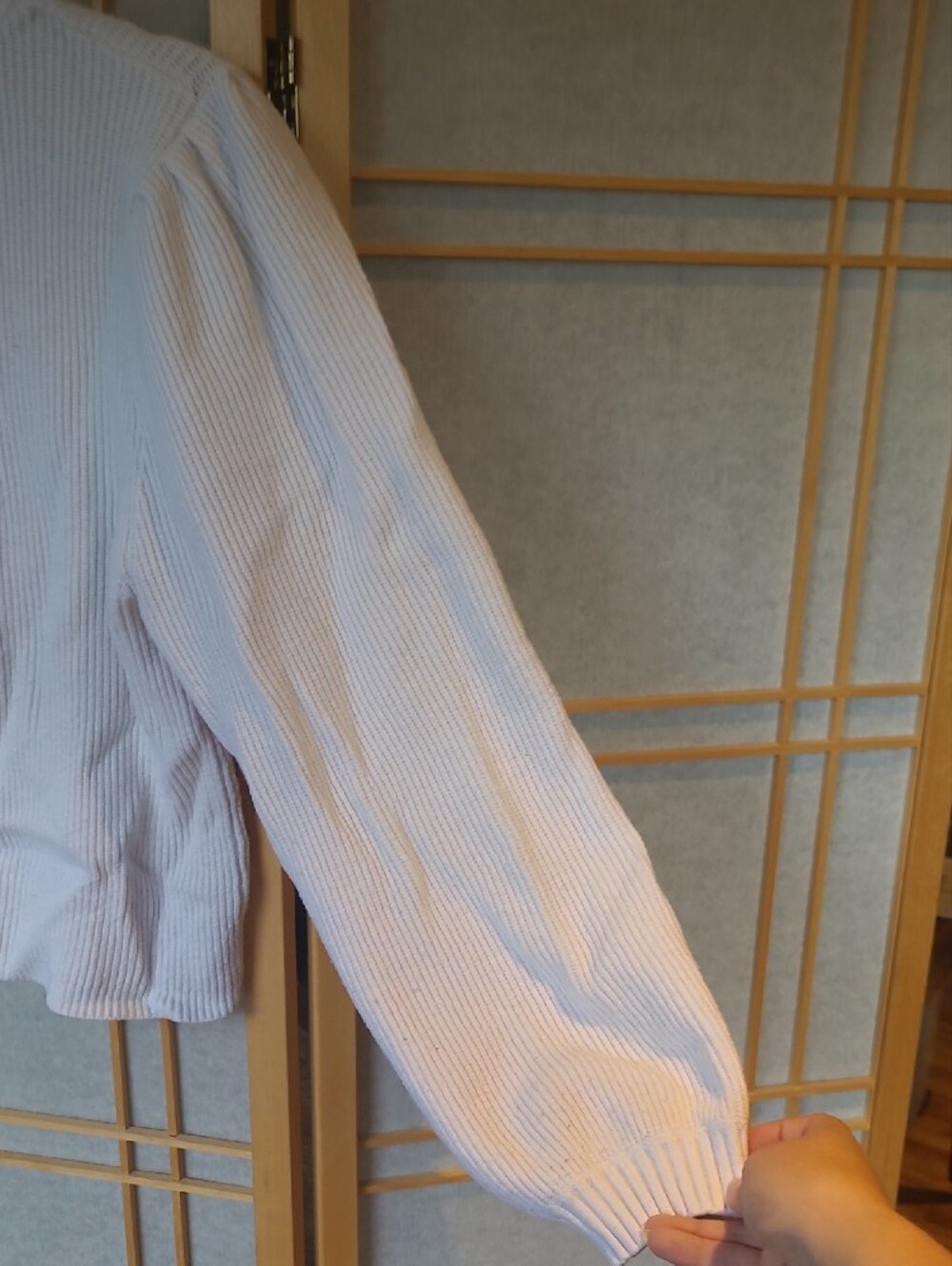 ZARA Cream Ribbed V-Neck Button Front Cardigan - Picture 5 of 5
